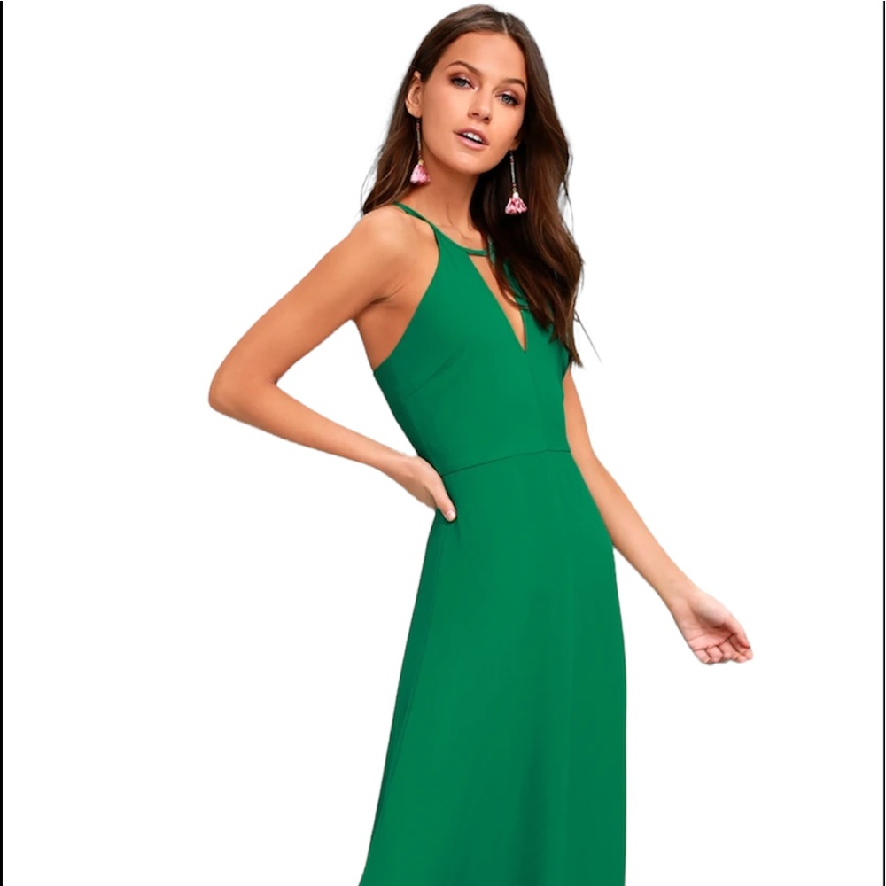 Lulus Beauty and Grace green maxi dress